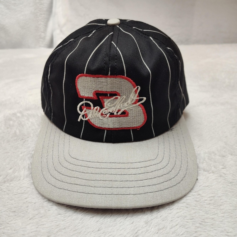 Dale Earnhardt Sports Image Hat Cap Snap Back Mens Black Cotton Twill Striped